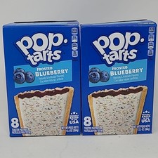 2 Boxes Pop Tarts Frosted Blueberry Toaster Pastries 8 Ct Per box