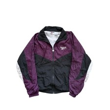 Vintage Reebok Track Jacket Purple Black White Colorblock 90s Windbreaker Small