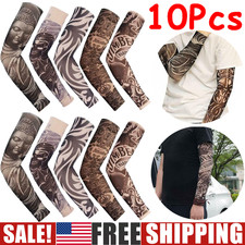 10X Temporary Fake Tattoo Sleeve Cooling Arm Body Elastic Basketball Golf Sport