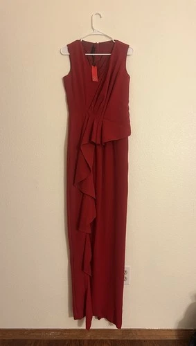 CH Carolina Herrera 4 Red New With Defects Long Gown Dress Evening Side Slit