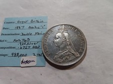 O35 Great Britain 1887 Silver Double Florin Arabic  1 