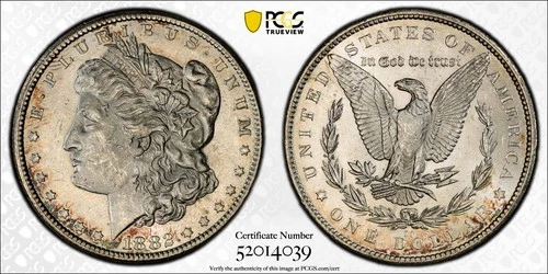 1882-CC Morgan Silver Dollar - PCGS MS 62 - Gold Shield Carson City Coin!