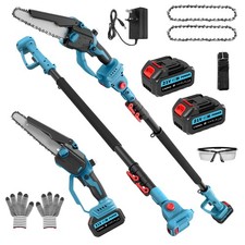 2 Batteries Brushless Long Reach Chainsaw Pole Saw Cordless Wood Cutter Saw 2.5m