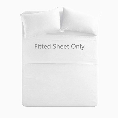 Queen Size Premium Cotton Fitted Sheet Only - 300 Thread Count Queen, White 