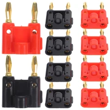 10 Pcs 4mm Gold Plated Dual Banana Plugs Screw Type Speaker Wire Cable Connector