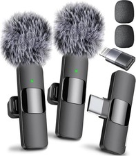 Wireless Mini Microphone Latest Model 2 Pack USB-C for iPhone iPad Android
