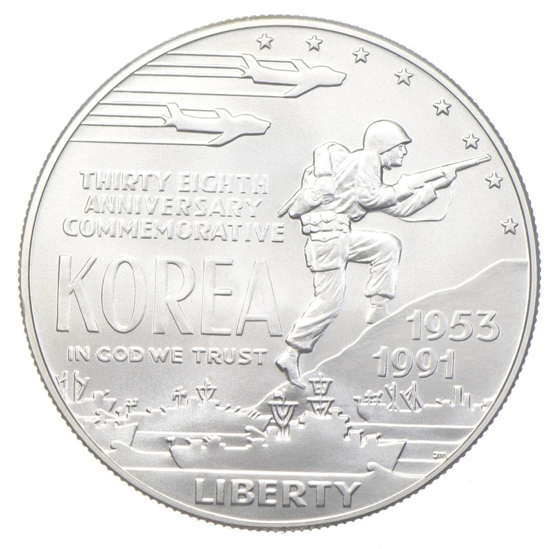 1991-D Unc Korean War Commemorative Silver Dollar $1 *6890