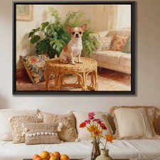 Chihuahua Oil Painting Canvas Print Dog Artwork Living Room Decor Pet Lover Art