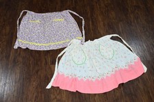 Vintage Aprons Lot of 2 Retro Cottagecore Farmhouse Chic Floral Pink Purple