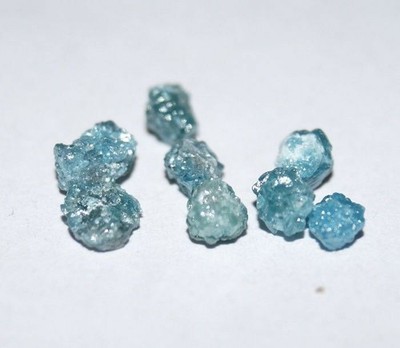 2,43 ct 2,5-3,5 mm natürliches grünliches Blau ungeschliffener roher rauer...