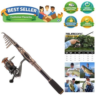 Fishing Rod and Reel Combos Carbon Fiber Telescopic Fishing Pole with Reel Co...