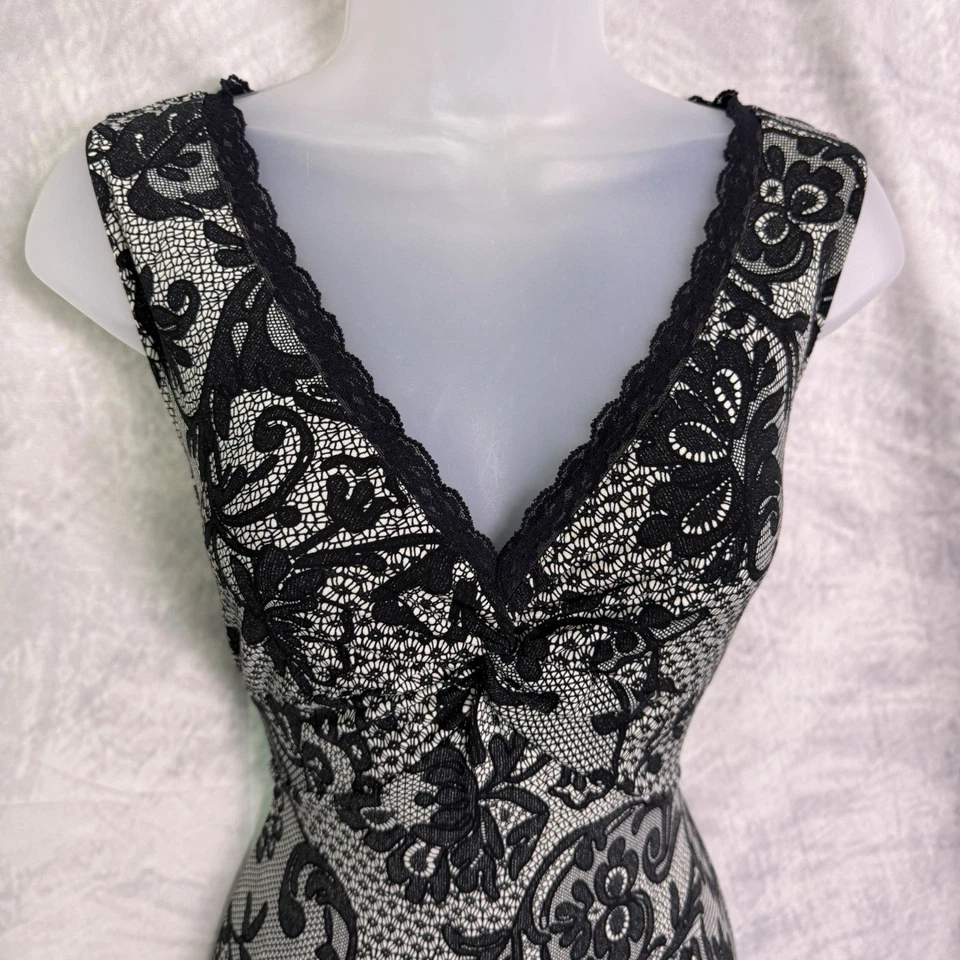 Vestido babydoll floral escuro vintage Y2k DressBarn tamanho 12 renda grunge fada caprichosa - Imagem 4 de 4