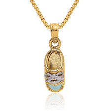 14K Solid Two Tone Gold Blue Shoe Necklace