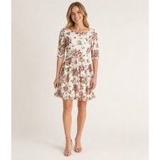 Vintage Y2K Jessica Howard Dress Womens 6 White Lace Pink Floral Romantic