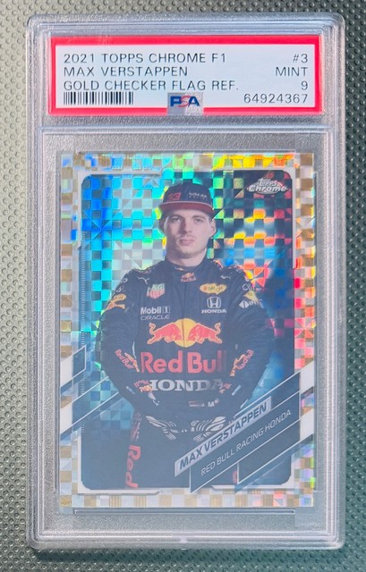 2021 Topps Chrome F1 Max Verstappen "Gold Checker Flag Refractor" PSA 9 #23/50