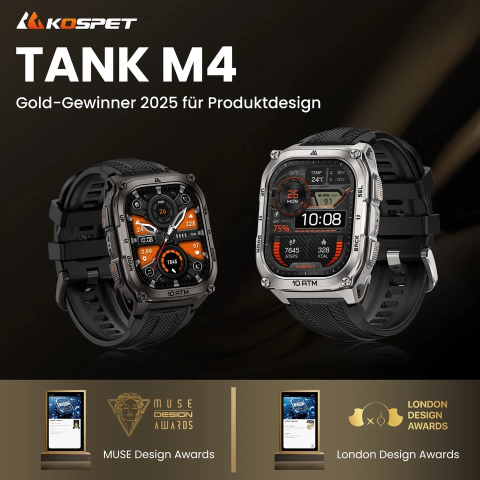 KOSPET TANK M4 GPS Smartwatch Herren Globale Offline-Karten 100m Wasserdicht NEU - Bild 2 von 4