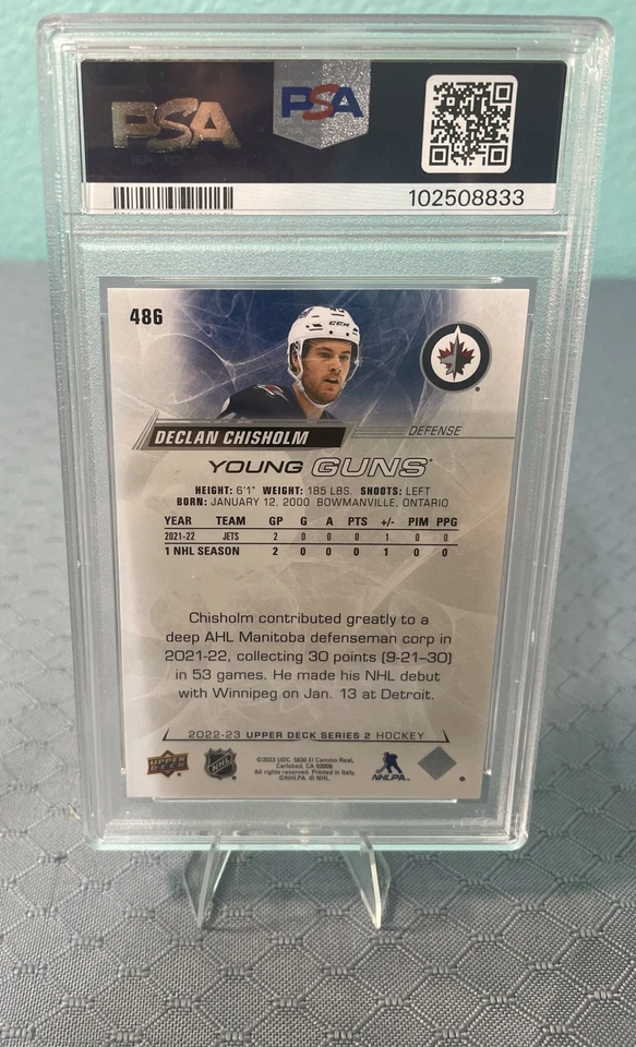 2022-23 Upper Deck #486 Declan Chisholm Young Guns Rookie PSA 9 - Image 2 of 2
