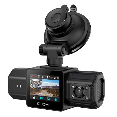 COOAU Dual Dash Cam Front and Inside, Built-in GPS and WiFi, 1080P Dash Camera