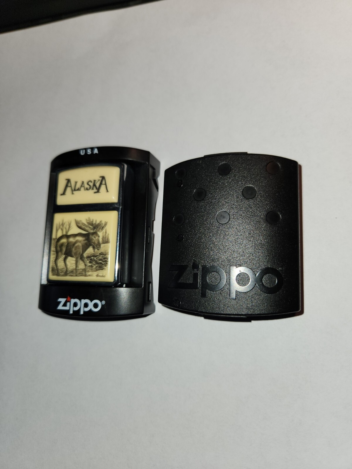 ZIPPO ALASKA MOOSE SCRIMSHAW LIGHTER Original & Perfect Condition eBay