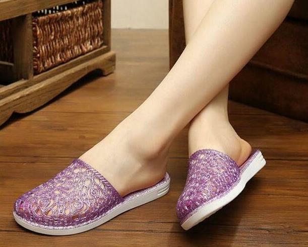 PANTOFOLA D’ORO Pantofole donna gelatina punta rotonda cave casual in cristallo morbide slip on piatte