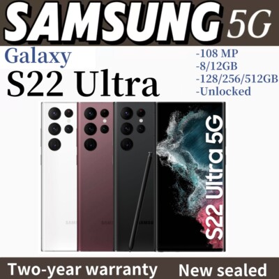 New sealed Samsung Galaxy S22 Ultra 5G SM-S908U 128/256/512GB Unlocked GSM CDMA 