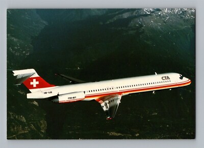 Aviation Airplane Postcard CTA Swiss Airlines Douglas MD-87 BE9