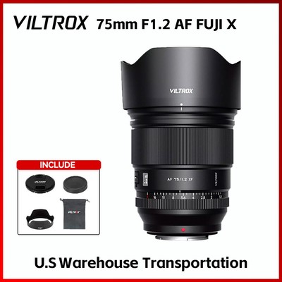 VILTROX 75mm F1.2 AF Auto Focus Lens for Fujiflim Fuji X mount Cameras USA New 