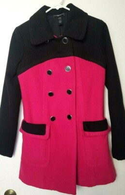 BCX Pea Coat Black/Pink Size XS