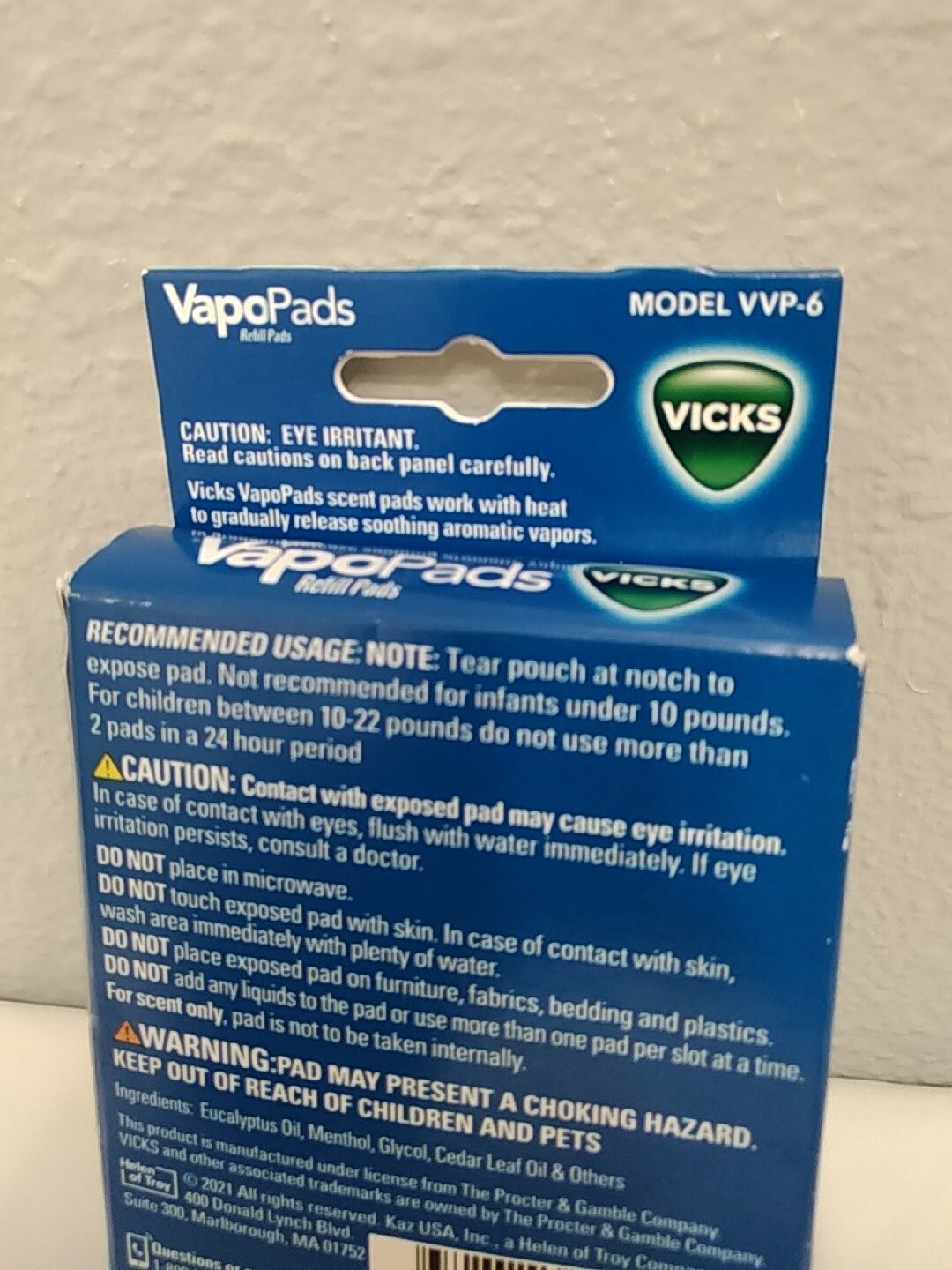 1 PACK Vicks VapoPads 6 total Soothing Menthol Vapor Refill Scent Pads VVP-6