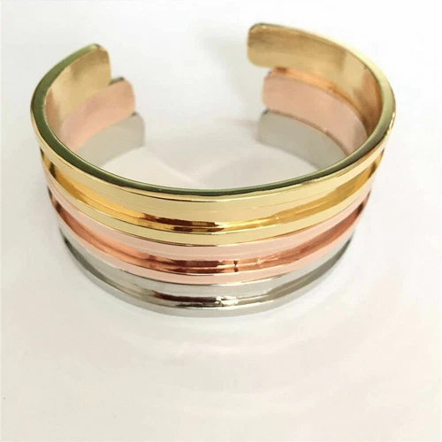 Women Elegant Tie Indent Hair Bangle Cuff Stainless Steel Band Bracelet - Bild 4 von 7