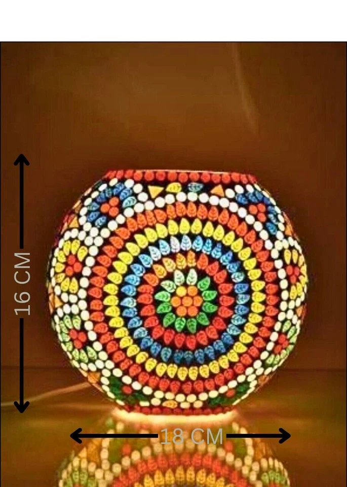 Mosaico turco marroquí colorido mesa mesita de noche escritorio lámpara luz pantalla multi Foto 3 de 4