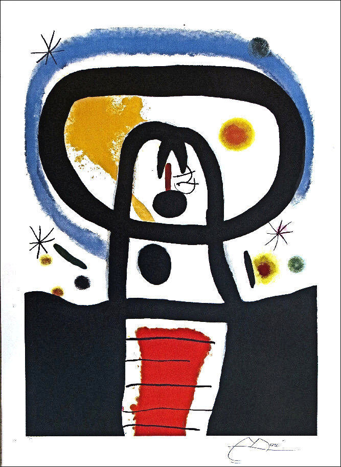 Joan Miro、PERSONNAGE、海外版超希少レゾネ、新品額付 Joan MIRO Equinox Abstract Surrealism Facsimile Signed Lithograph