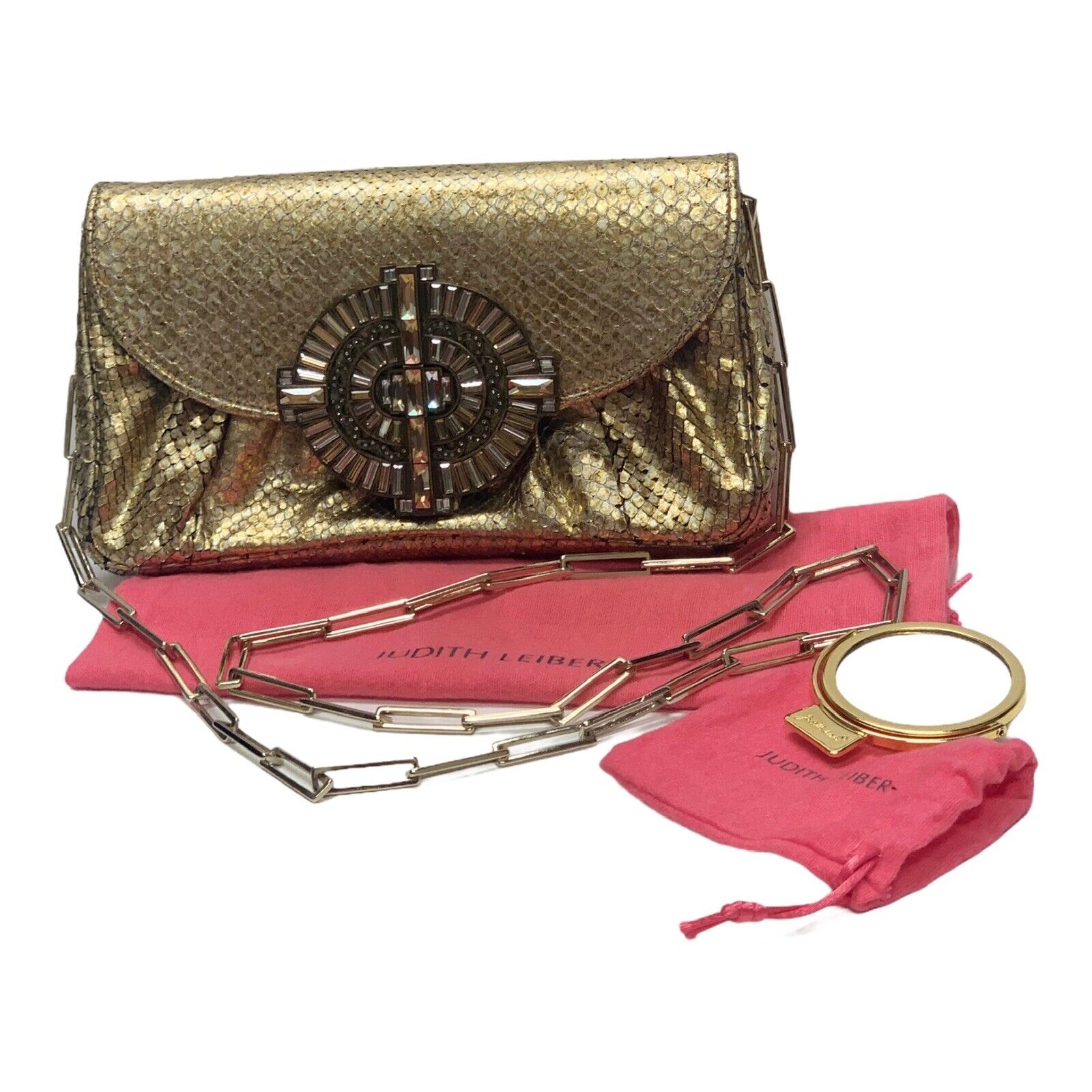 Judith Leiber Crystal Bow Clutch Bag In Schampagne