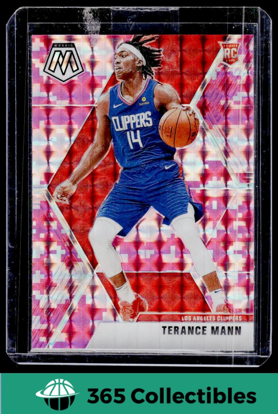 2019 Panini Mosaic Terance Mann Pink Camo Prizm Rookie #246 Basketball Clippers