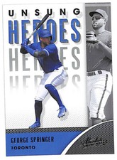 2021 Panini Absolute George Springer Unsung Heroes insert card Blue Jays