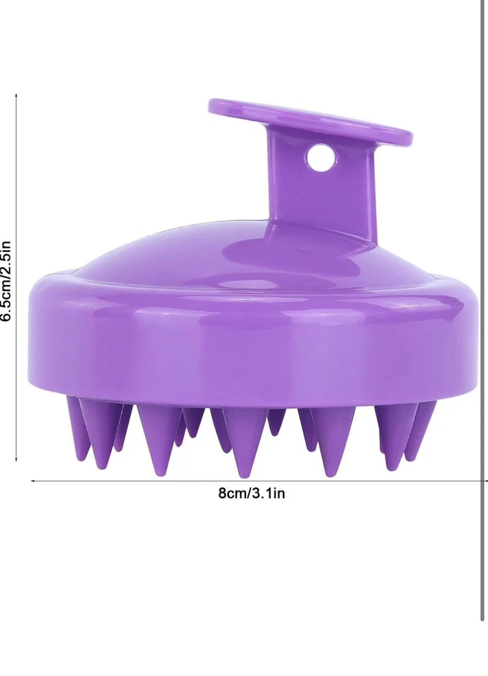 Paquete de 2 cepillos masajeadores de cuero cabelludo de silicona púrpura champú depurador para el crecimiento del cabello Foto 4 de 4