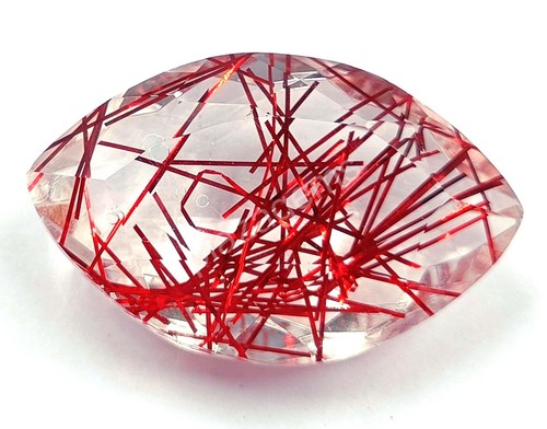 80.20 CT Marquise Red Rutilated Quartz Certified Transparent Loose Gems 5MRS - Picture 8 of 8