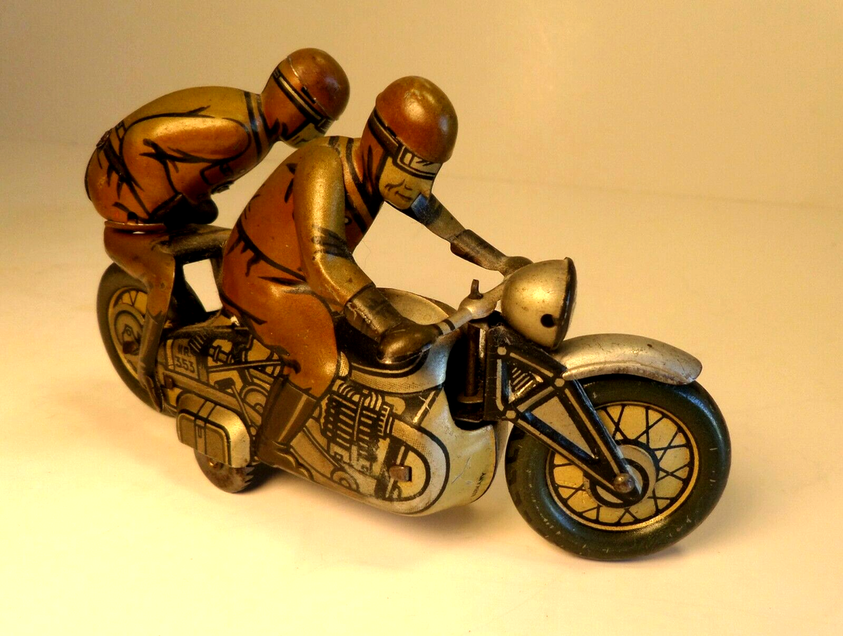 Vintage Germany CKO 353 Kellerman SOZIUS Motorcycle Tin Windup Toy