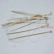 100 Pieces Raw Brass Eye Pin - Brass Base Head Pins - 60x0.6mm (CW-3280C-I-493)