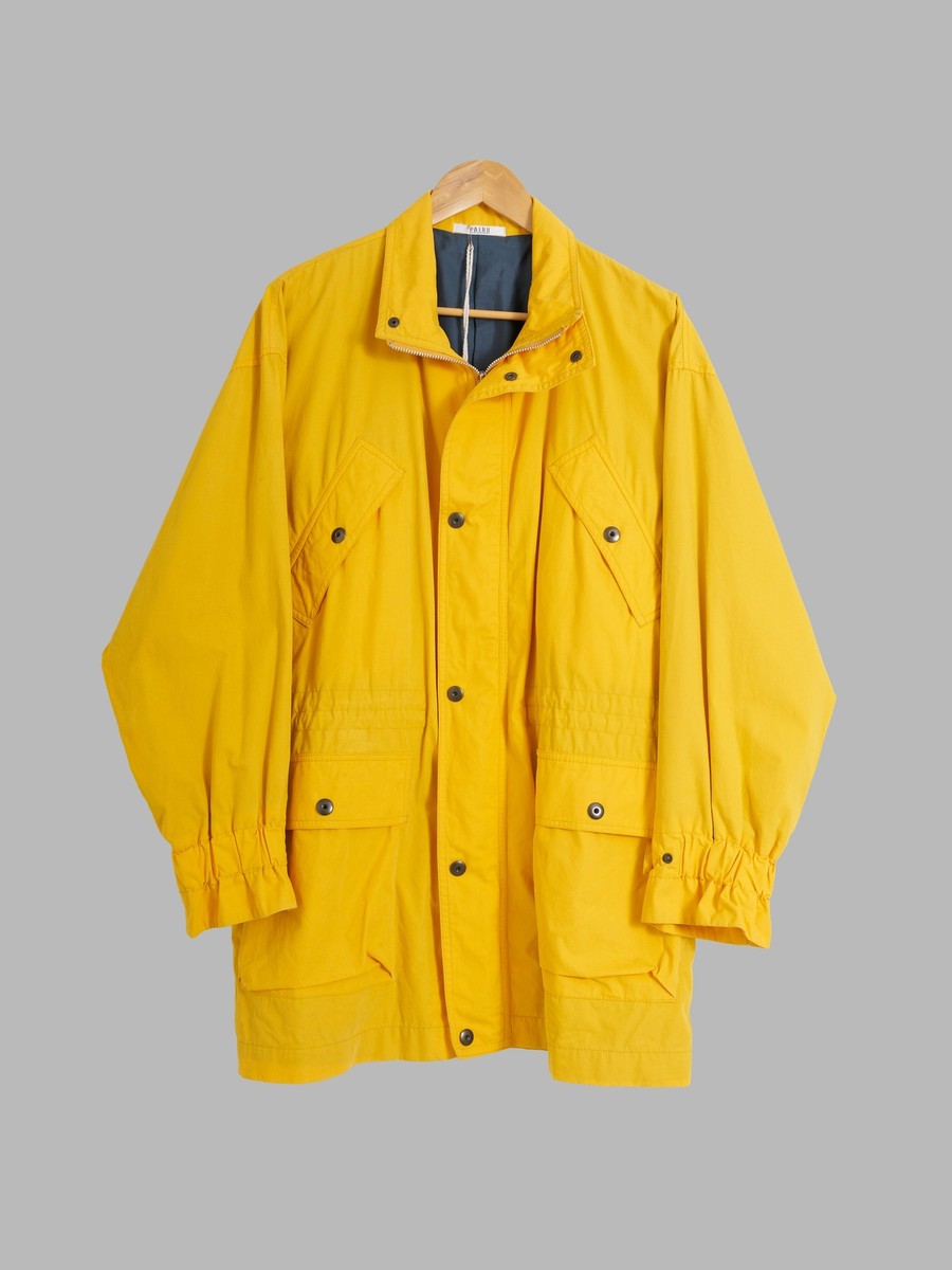 Pashu Shin Hosokawa 1980s yellow cotton multi pocket high neck 