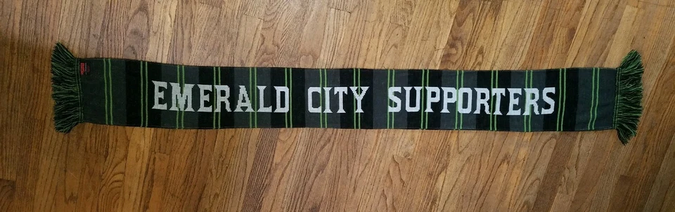 RARO ECS Emerald City Supporters Seattle Sounders FC Bufanda Fútbol Aficionados Regalo Difícil de Encontrar Foto 4 de 4
