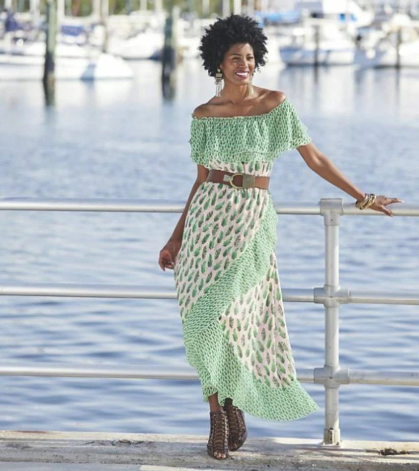 Ashro Green Summer Vacation Soliel Paradise Maxi Dress 12 16W 18W PLUS |  eBay