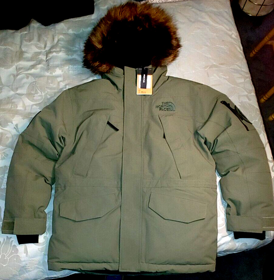 The North Face Expedition Mcmurdo Coat Mens medium 700Down Parka thyme green NWT