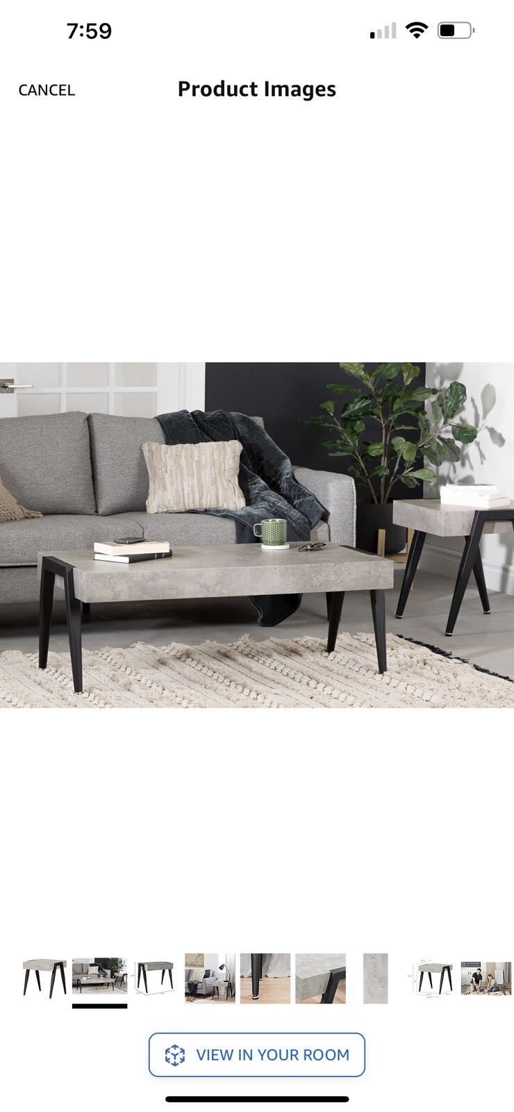 South Shore City Life Faux Concrete Square End Table in Gray and Black
