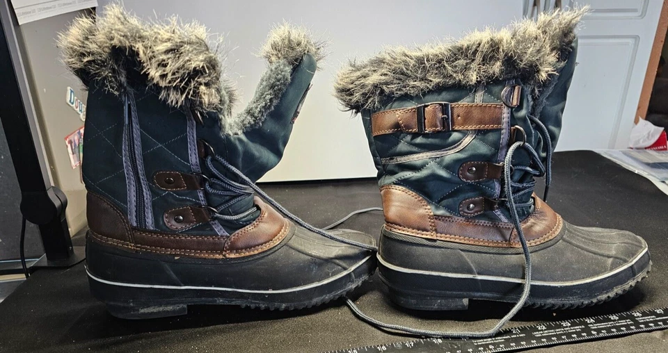 Botas Itasca Hayley Duck para mujer 9 marrón oliva forradas media pantorrilla con cordones nieve invierno Foto 3 de 4