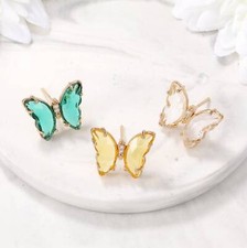 6pcs CZ Pave Crystal Butterfly Earring,Cubic Zirconia Butterfly Earring Stud