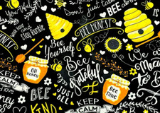 Tina Scrap 9"x21" BUMBLE BEE Happy Sunflower Honeycomb Beehive FABRIC COTTON
