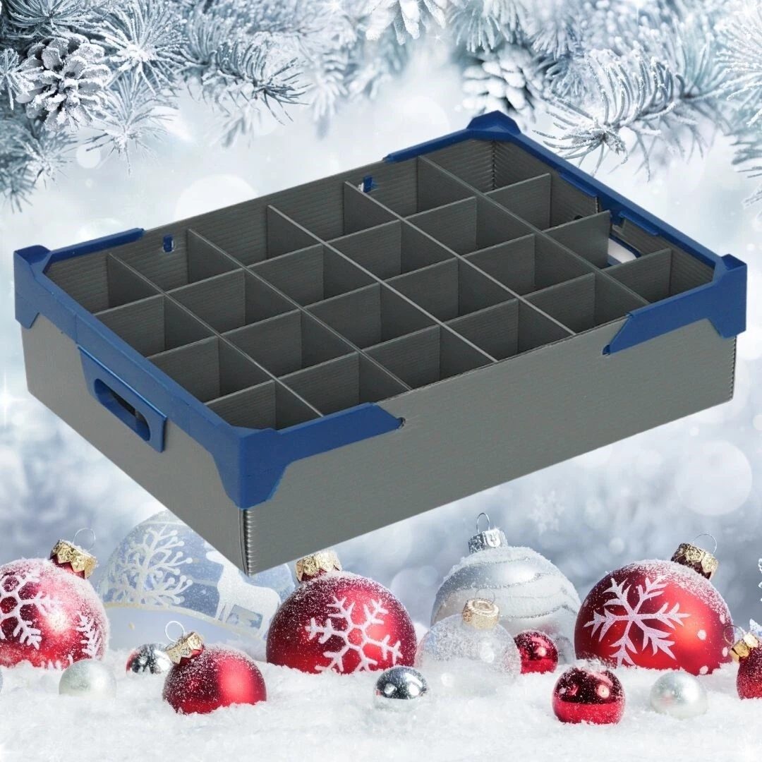 Christmas Decoration Storage Box Plastic Safely Pack and Store Xmas Baubles