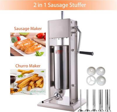 Hakka Sausage Stuffer with Spanish Churro Maker 3L 7 Lbs Meat Filler Machine
