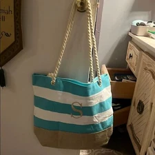 Blue and Tan Nautical Canvas Tote